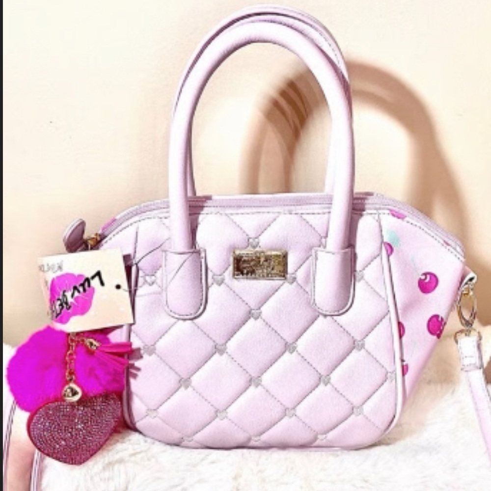TikTok hyped Lavender and pink cherry purse with crossbody strap